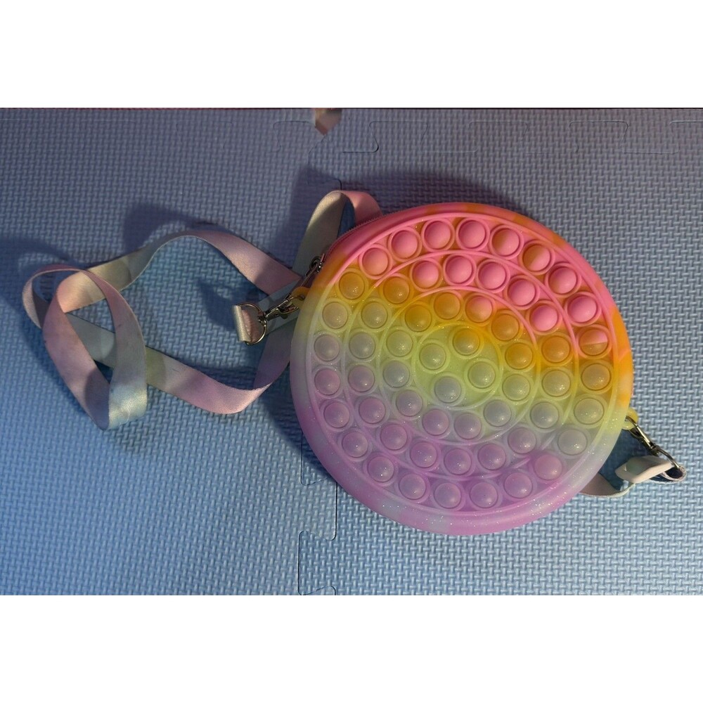 Girls Pop It Cute Rainbow Cross Body Zippered Purse.